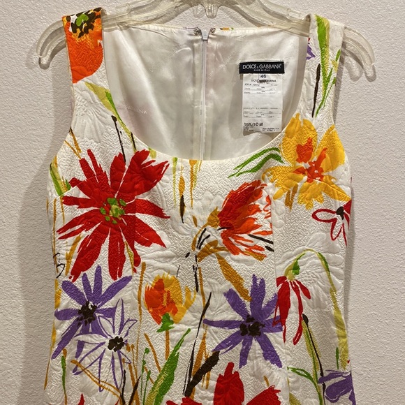 DOLCE & GABBANA Woman’s Floral Sleeveless Midi Cocktail Dress Size 46 - Picture 2 of 8
